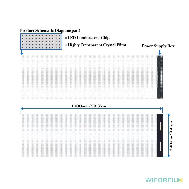 P4 / P5 / P6.25 / P8 / P10 / P15 / P20 transparent LED film