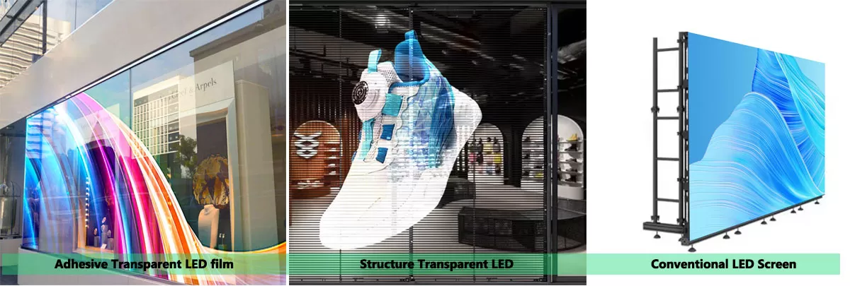 Transparent LED Film Screen vs Traditional LED Display