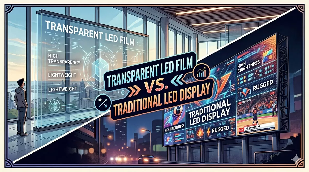 Transparent LED Film Screen vs Traditional LED Display:Key Differences Explained
